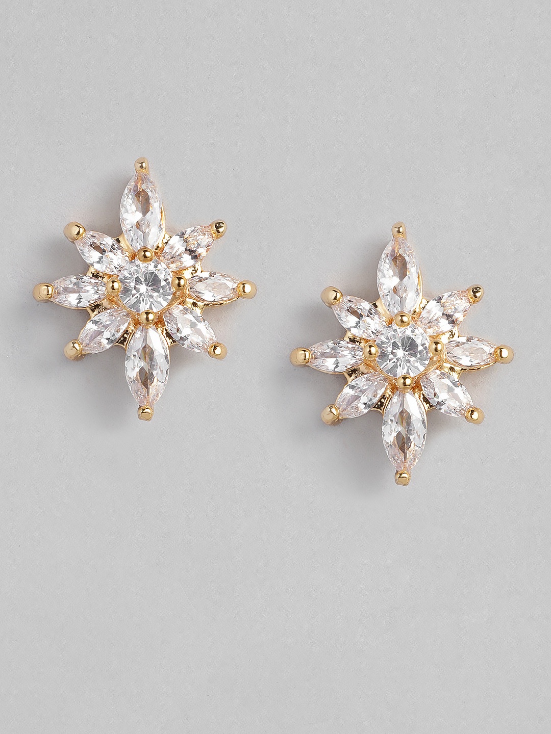 

justpeachy Gold-Toned & White Cubic Zirconia Star Shaped Studs