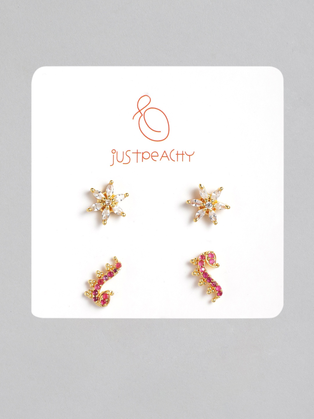

justpeachy Set of 2 Contemporary Studs, Pink