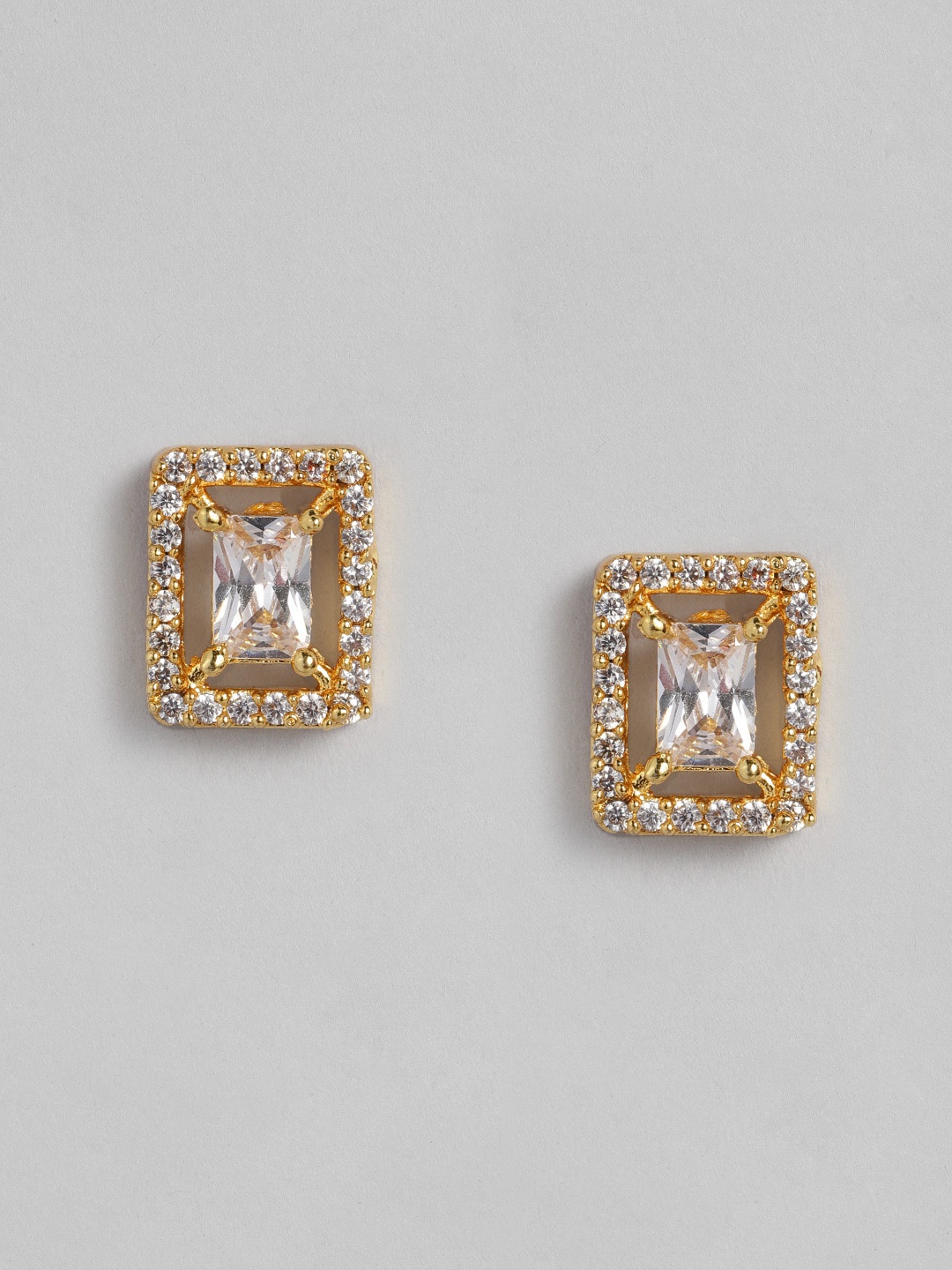 

justpeachy White & Gold-Toned Gold Plated Square Studs