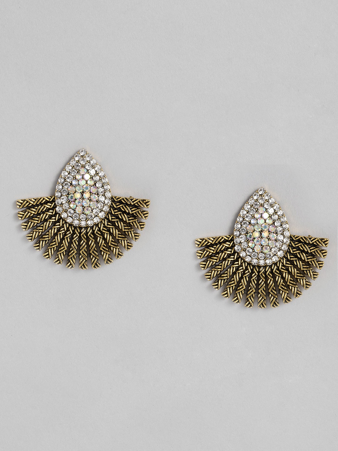 

justpeachy Gold-Toned & White Crescent Shaped Drop Earrings