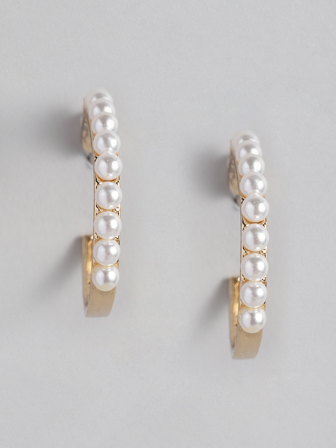 

justpeachy Gold-Plated Pearl Circular Half Hoop Earrings