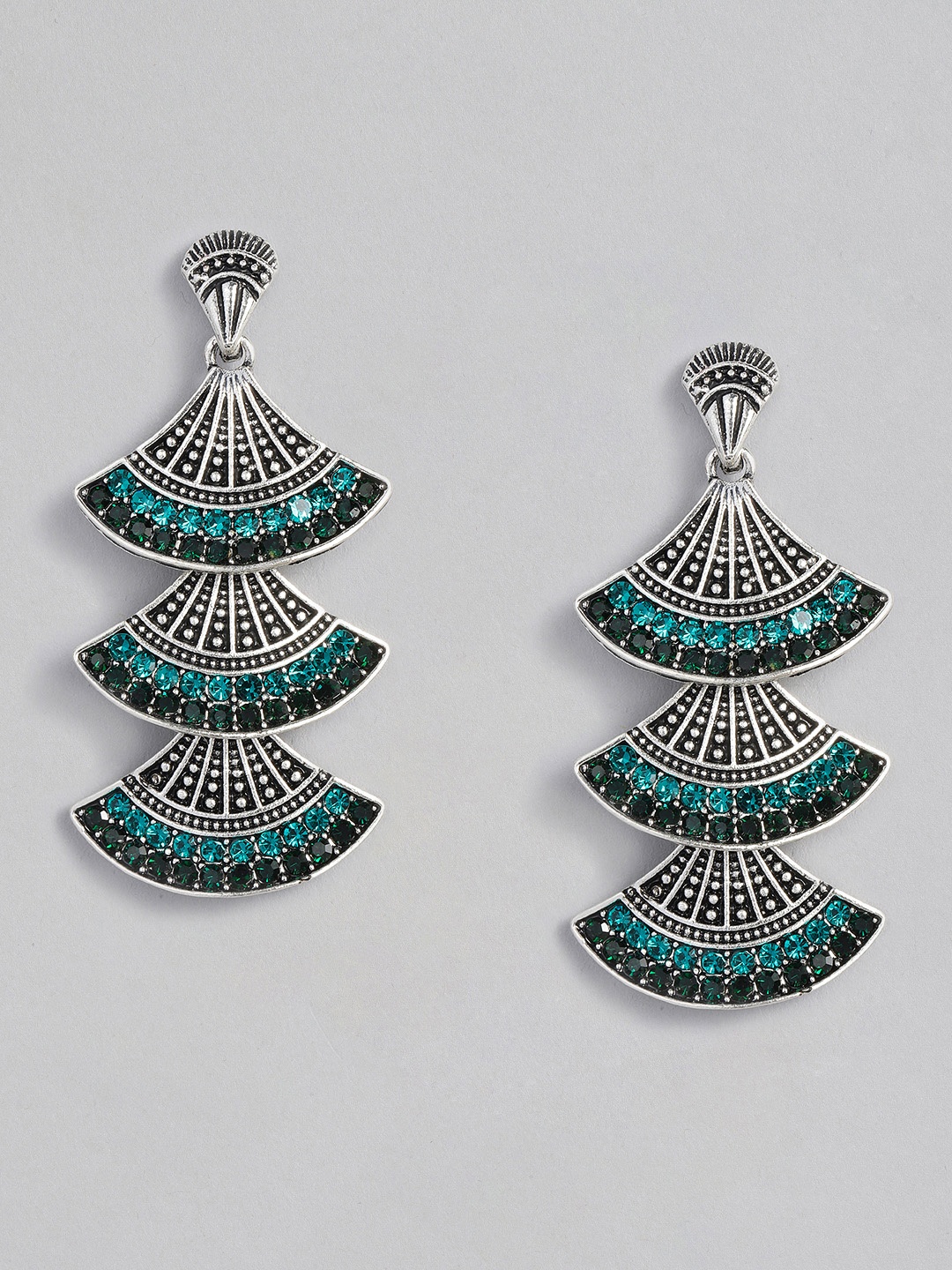 

justpeachy Silver-Toned Contemporary Drop Earrings