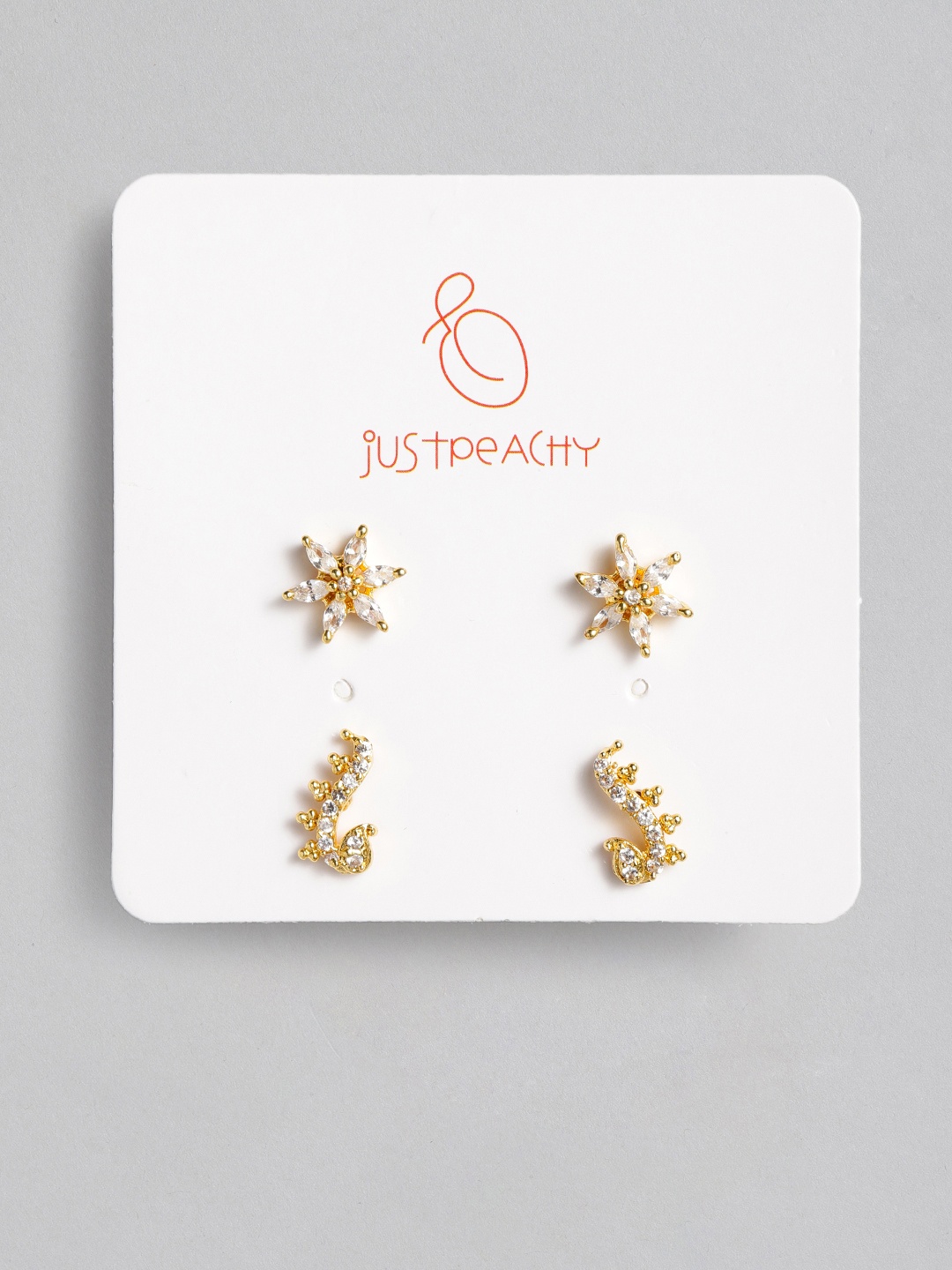 

justpeachy Pack Of 2 Gold-Plated Floral Studs