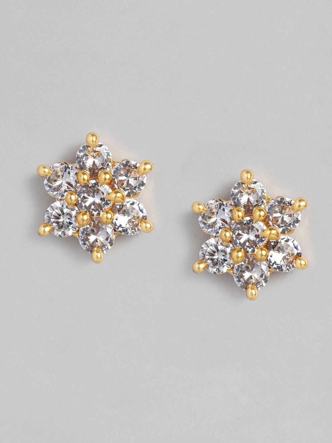 

justpeachy Gold-Plated Cubic Zirconia Floral Studs