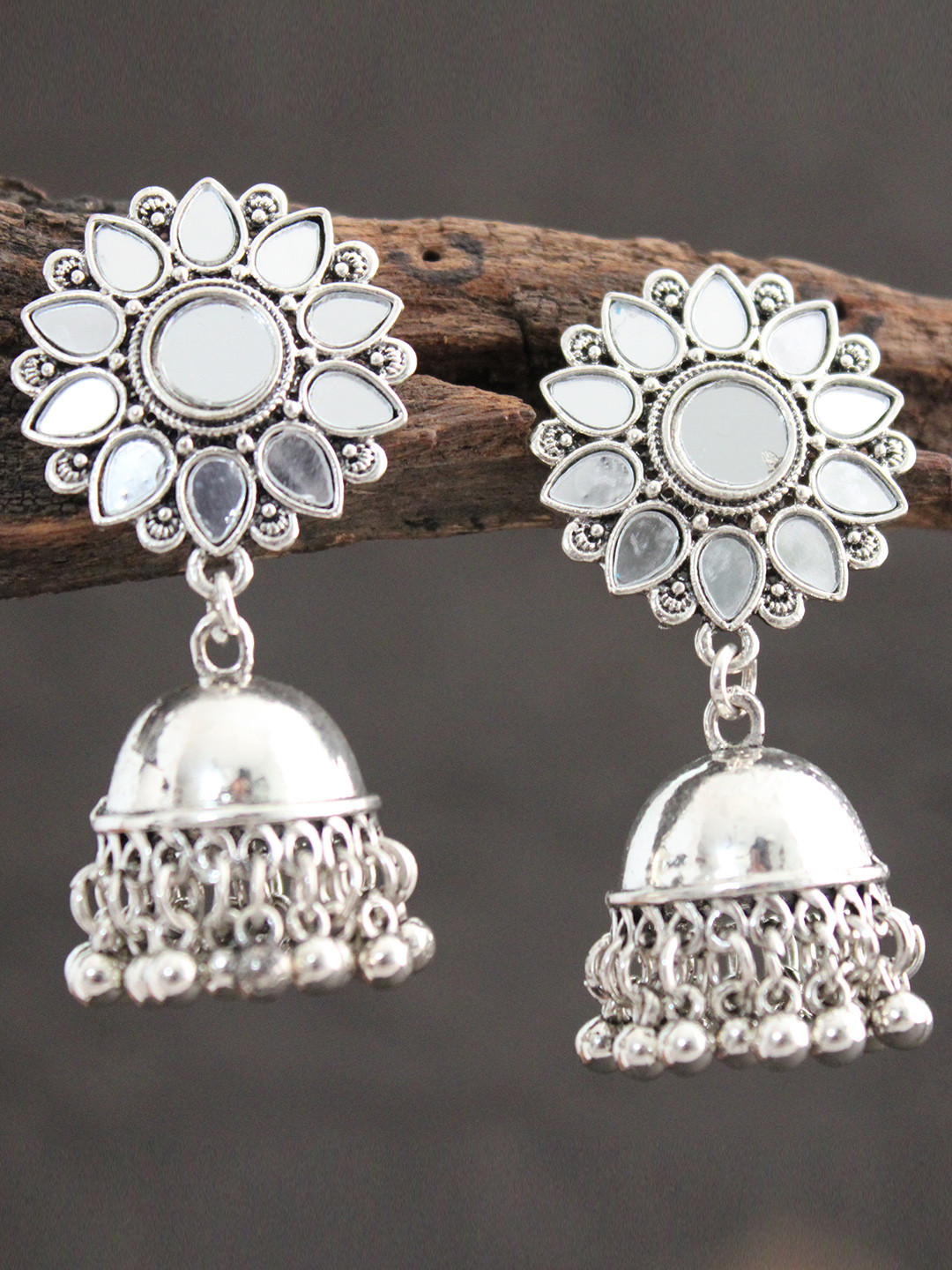 

justpeachy Silver-toned Silver-plated Contemporary Jhumka