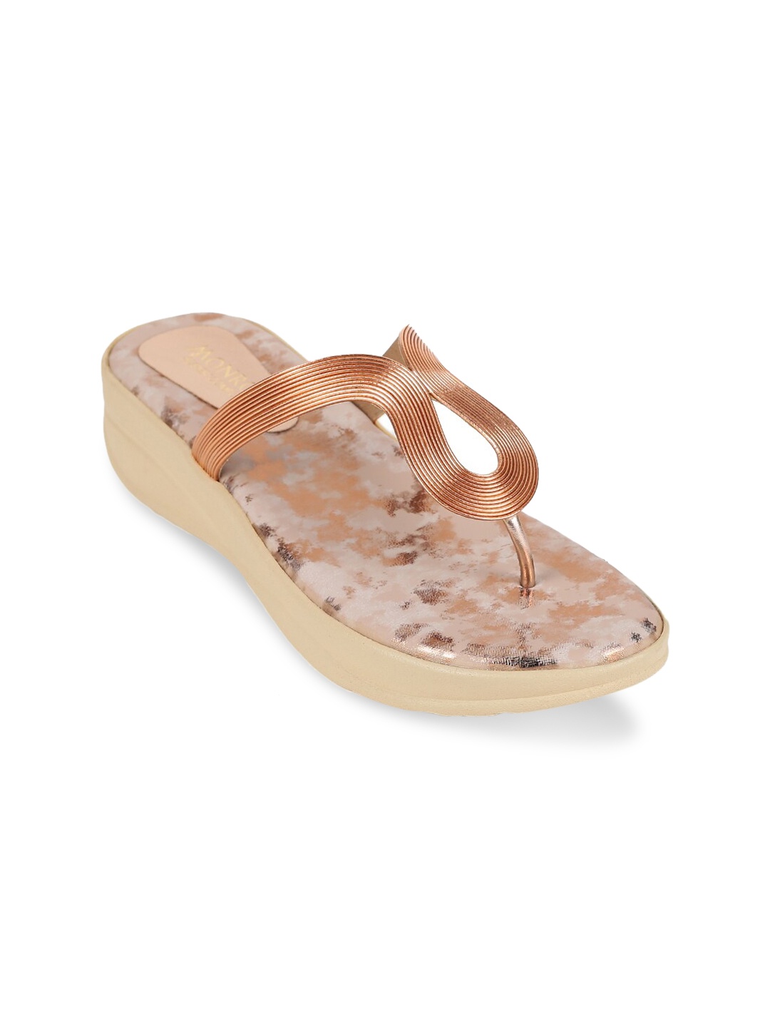 

Monrow Women Rose Gold & Beige Printed Heels