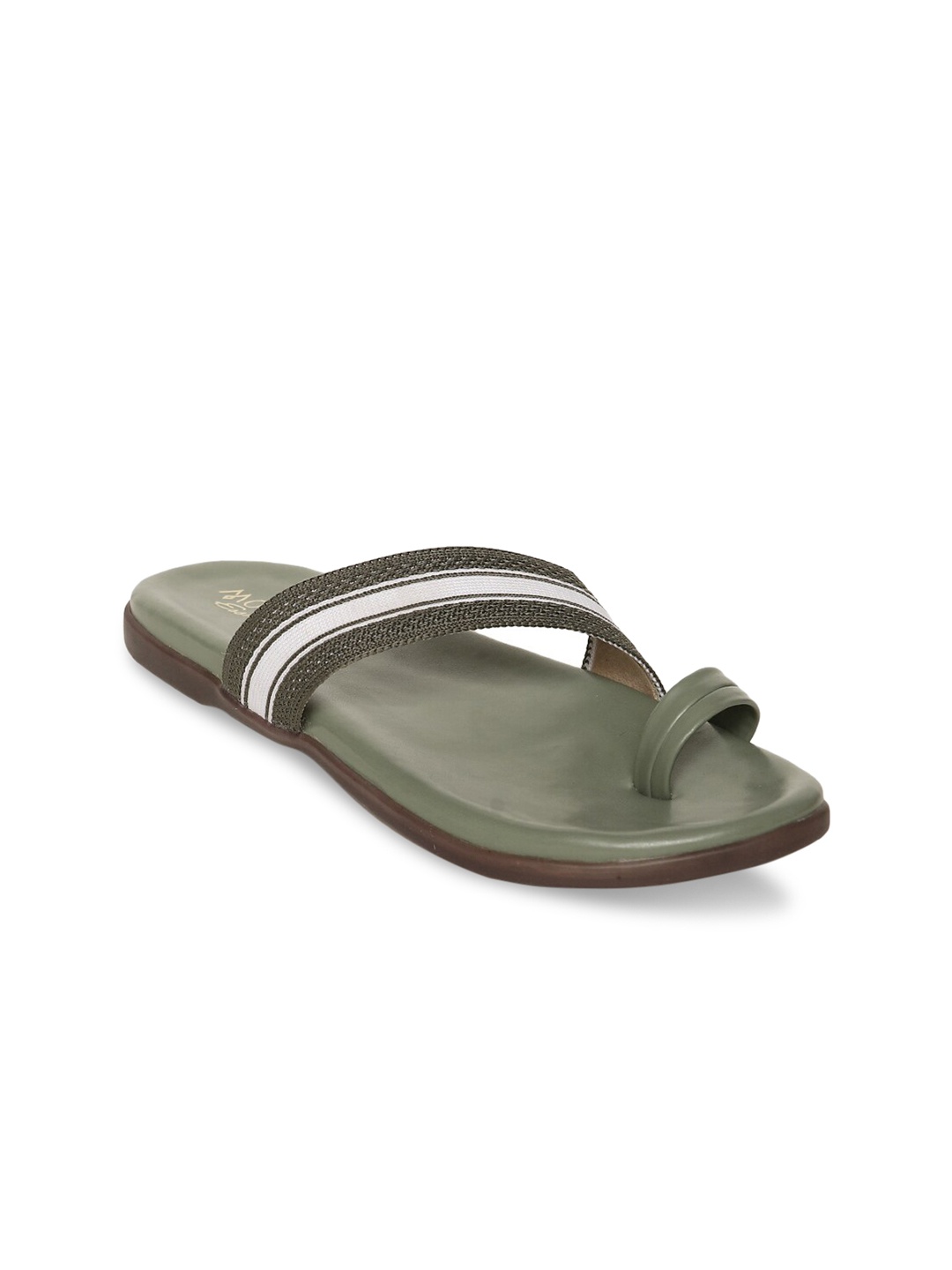 

Monrow Women Olive Green & White Colourblocked One Toe Flats