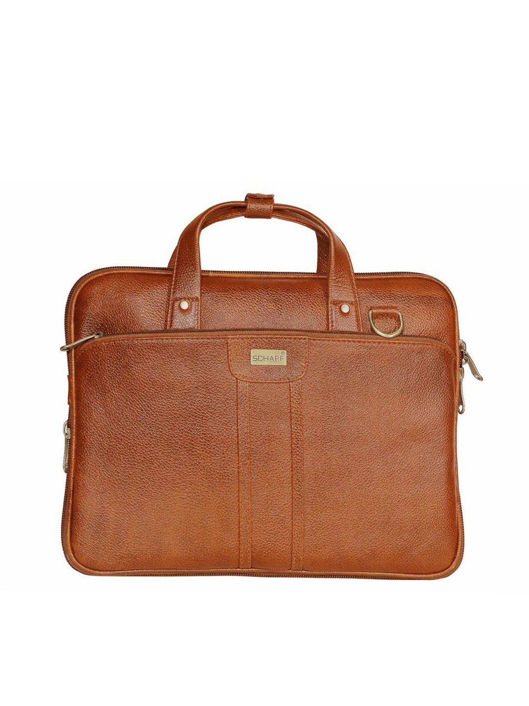 

SCHARF Unisex Tan Brown Solid 15' Leather Laptop Bag