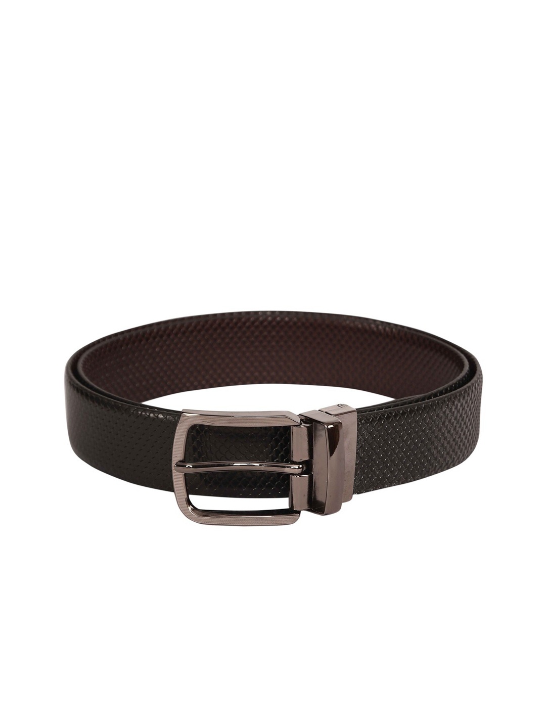 

SCHARF Men Black & Coffee Brown Textured Reversible Belt
