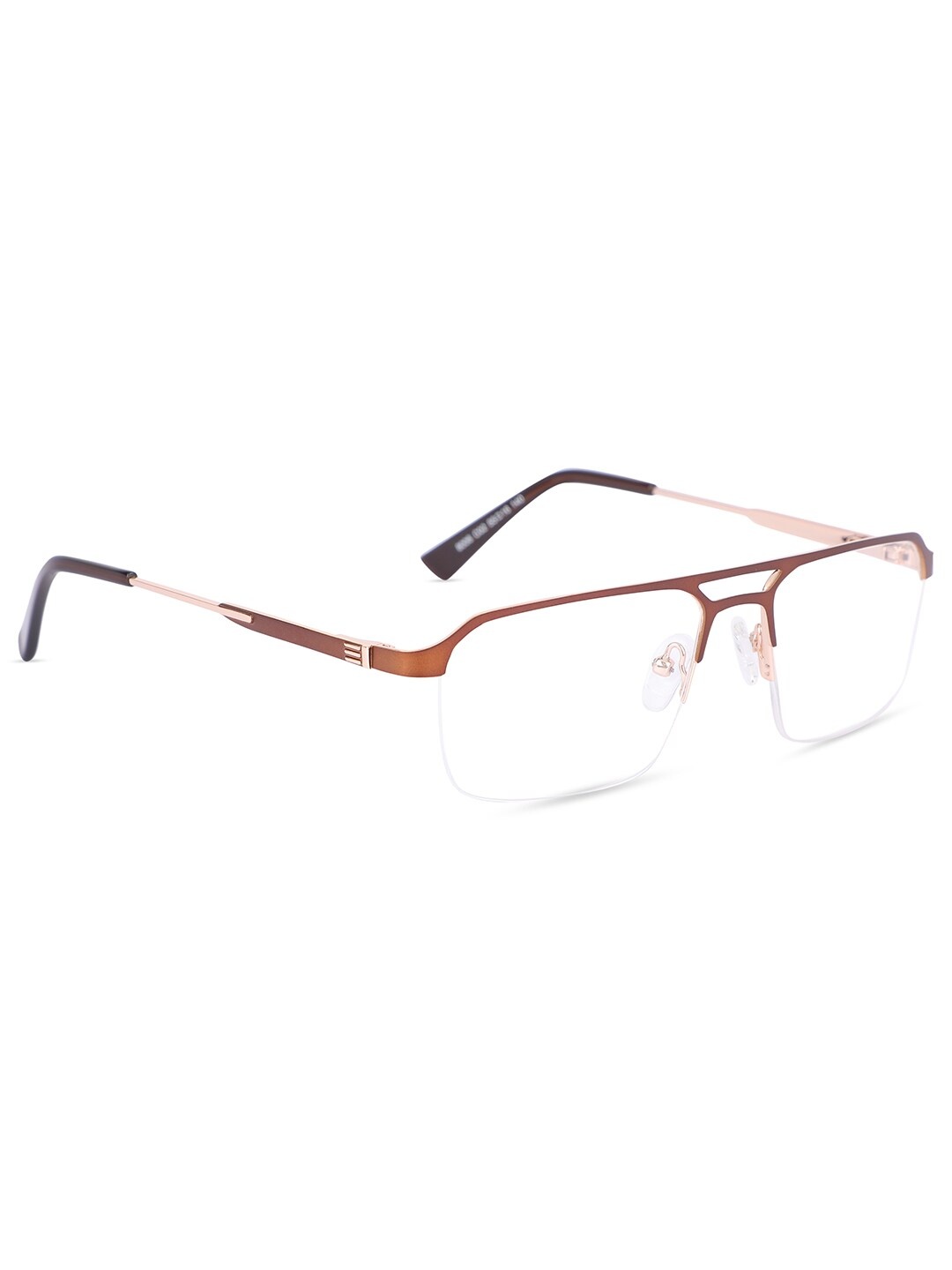 

MARC LOUIS Unisex Rust Brown Solid Half Rim Rectangle Frames 8006 C02 55 FR