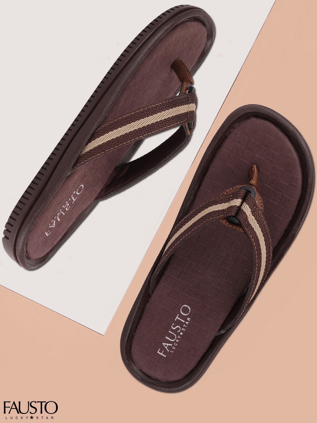 

FAUSTO Men Brown Striped Sandals