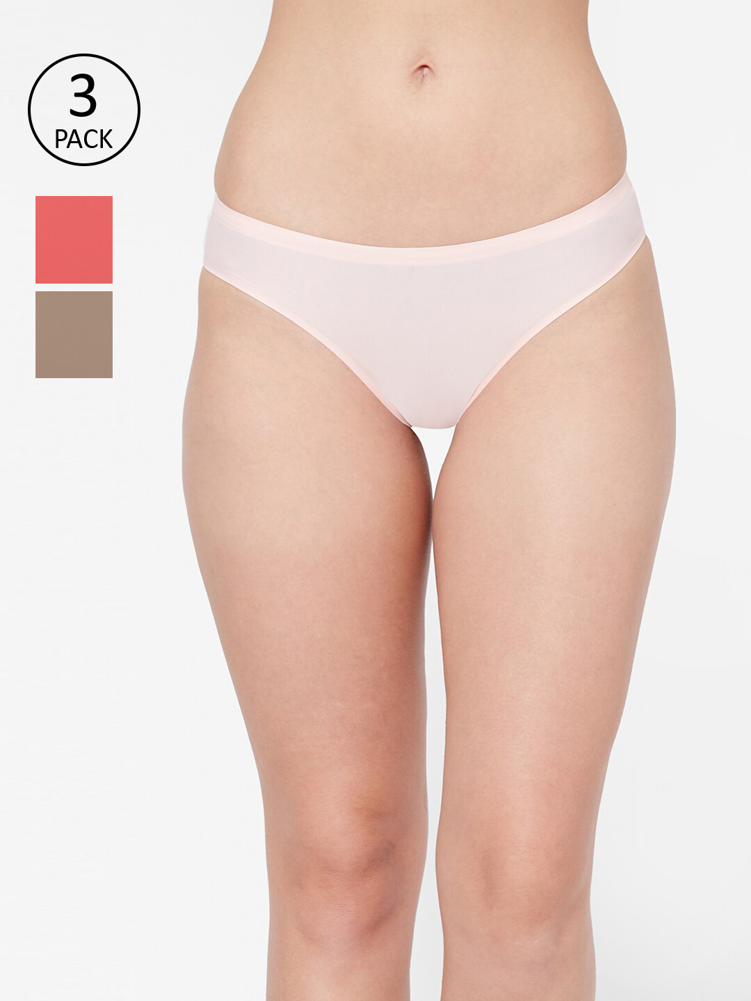 

FashionRack Women Pack of 3 Solid Bikini Briefs 889BrRPe, Peach