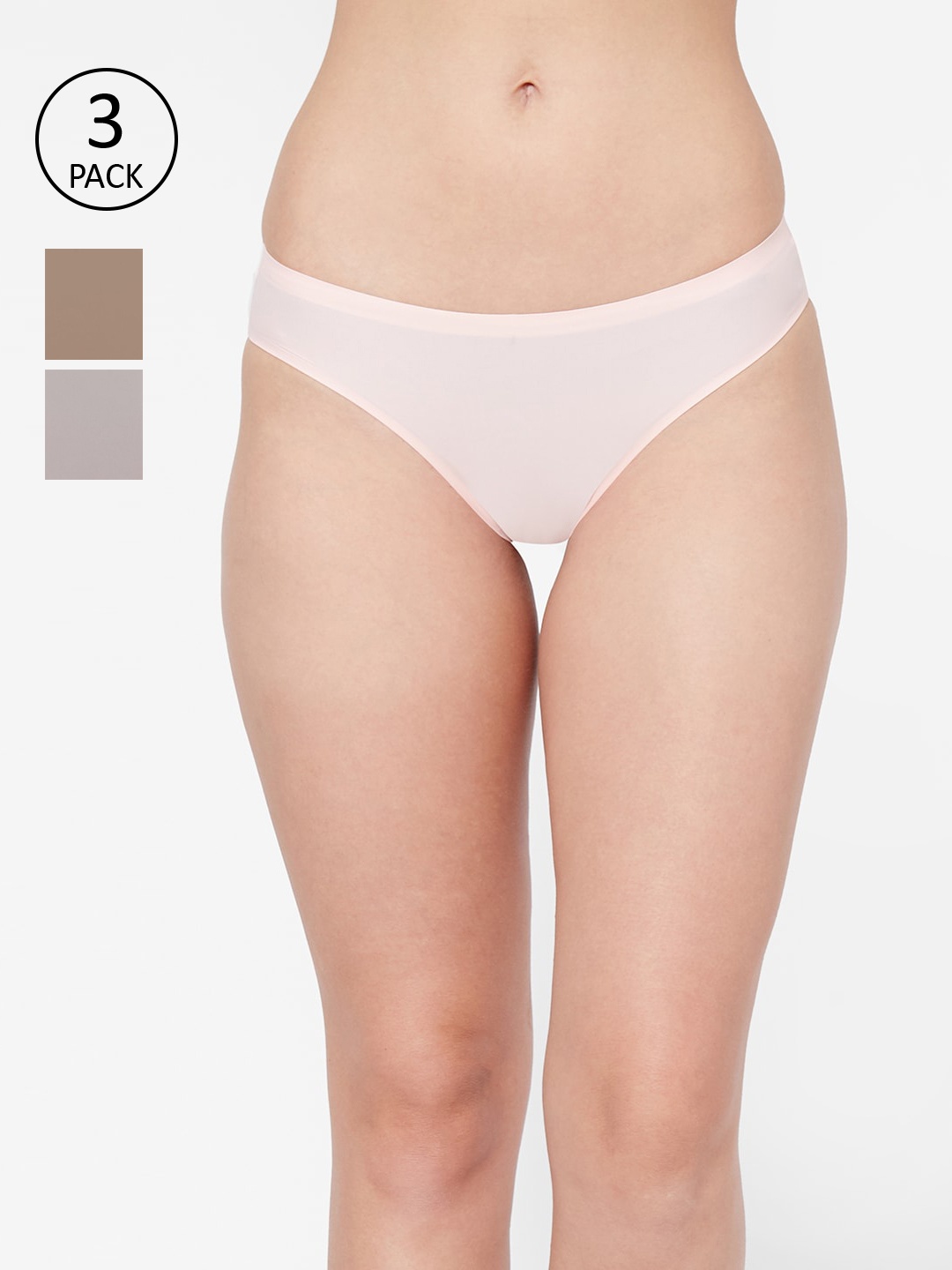

FashionRack Women Pack of 3 Solid Bikini Briefs 889BrGPe, Peach
