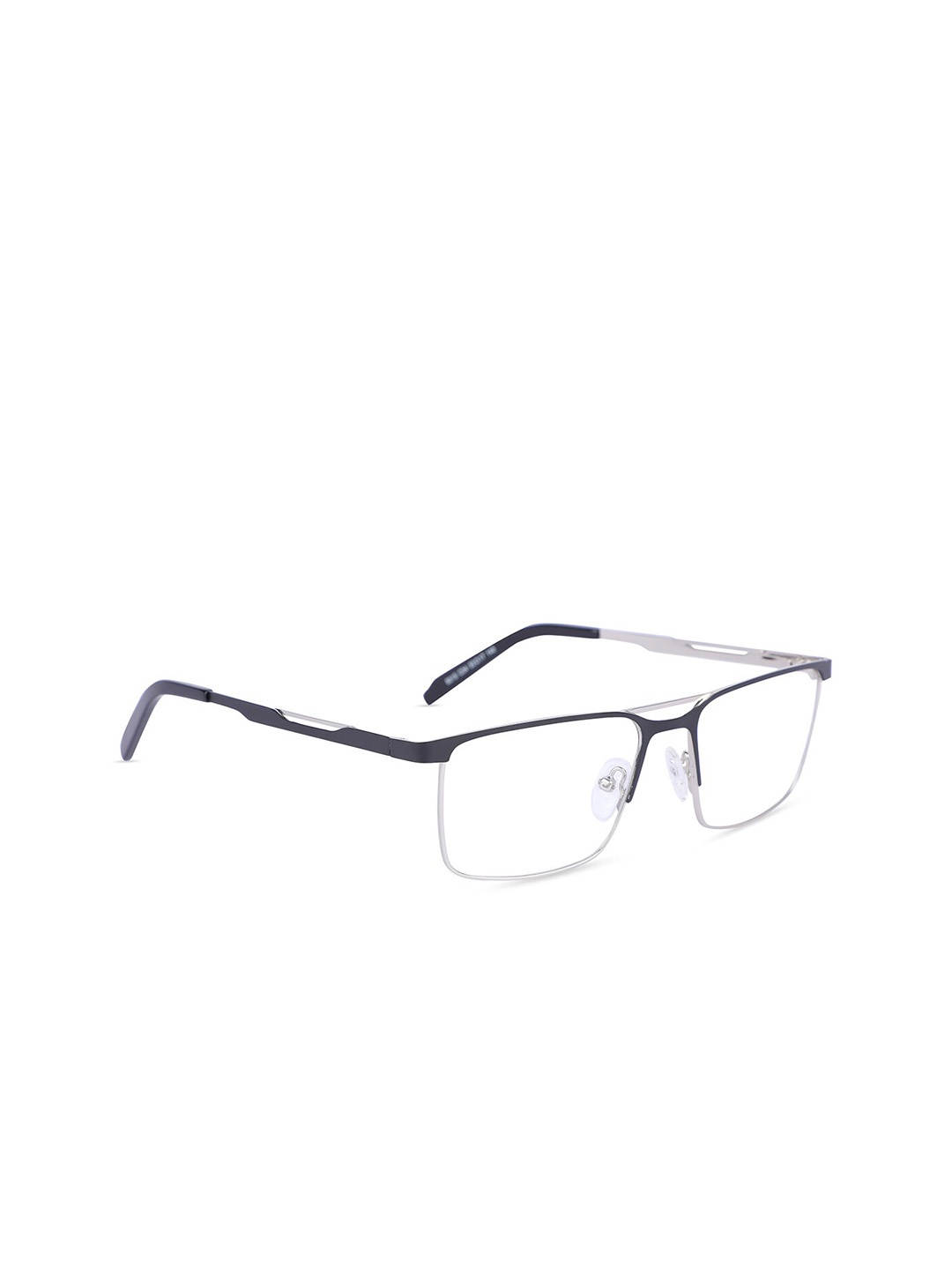 

MARC LOUIS Unisex Black & Silver-Toned Solid Full Rim Rectangle Frames 8015 C04 53 FR