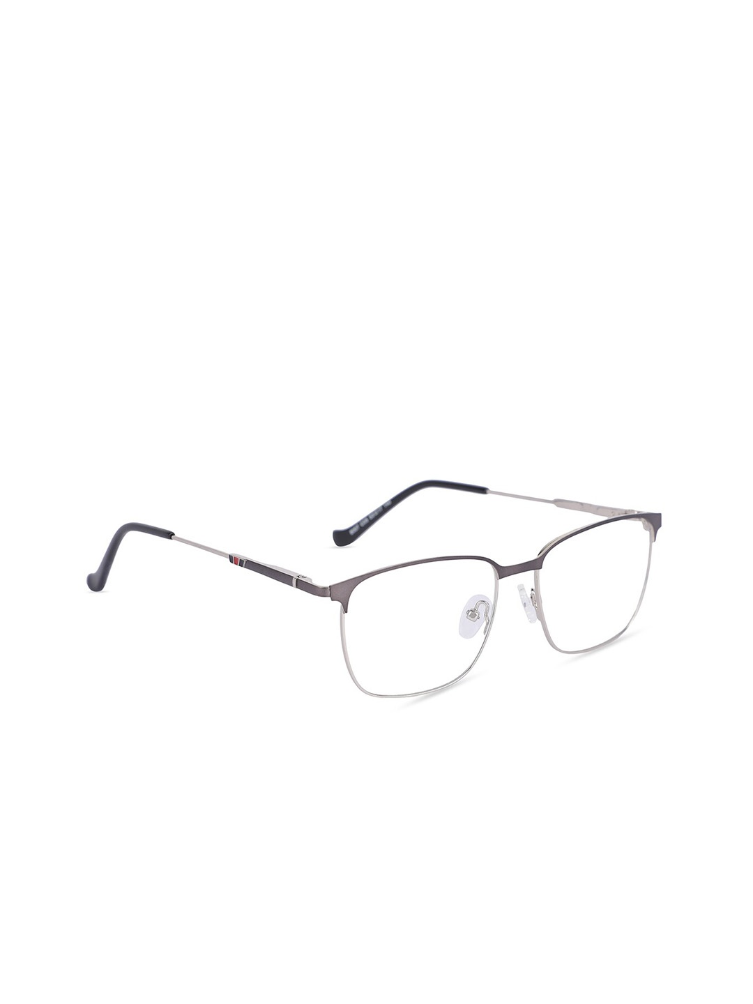 

MARC LOUIS Unisex Charcoal Grey & Silver-Toned Full Rim Square Frames 8007 C05 53 FR