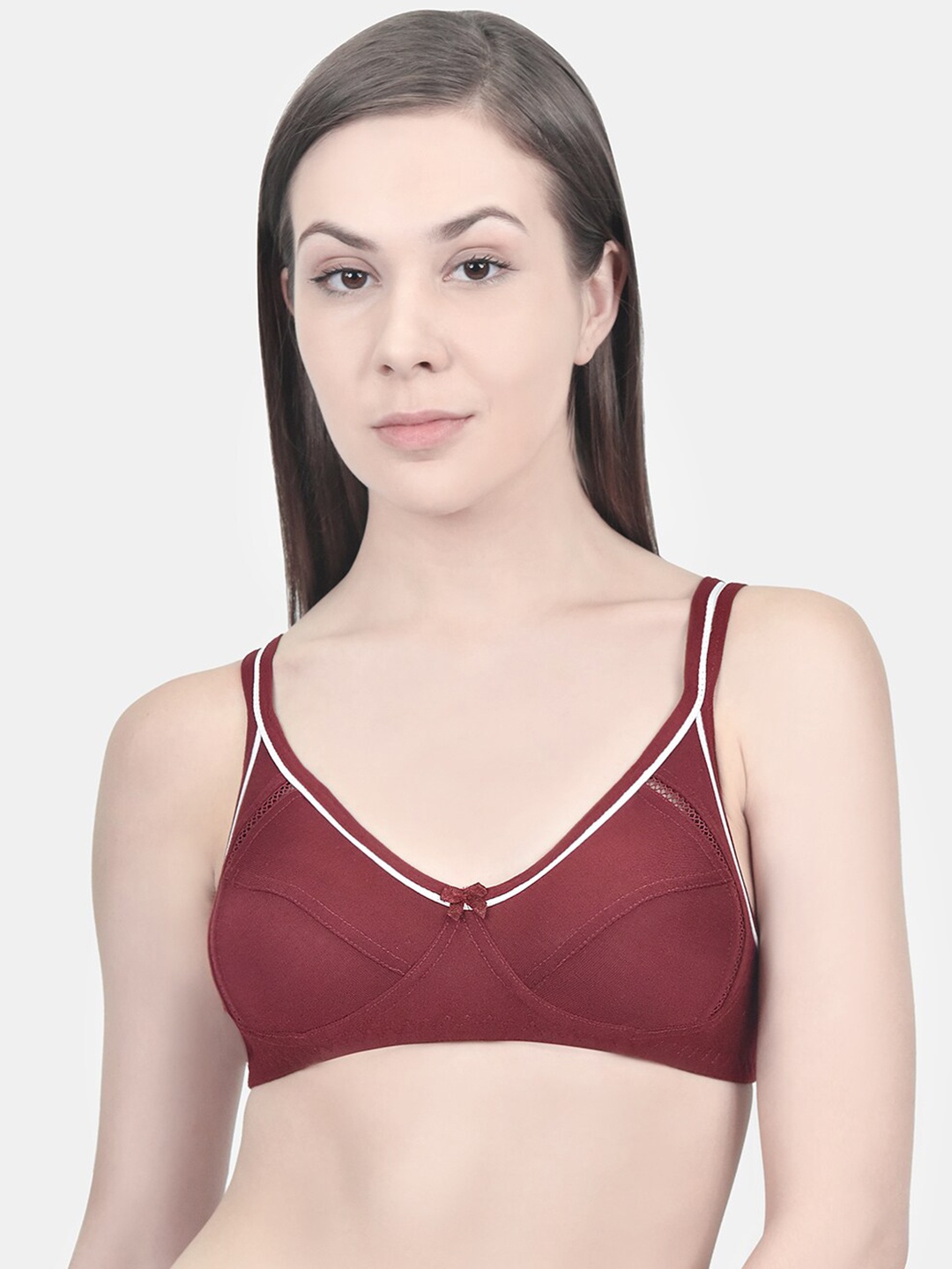

Innocence Maroon Solid Full Coverage Bra BBAPLIN90174_28B