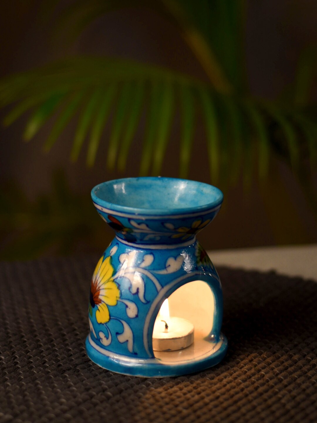 

Unravel India Blue & Yellow Pottery Ceramic Oil Burner & Aroma Diffuser