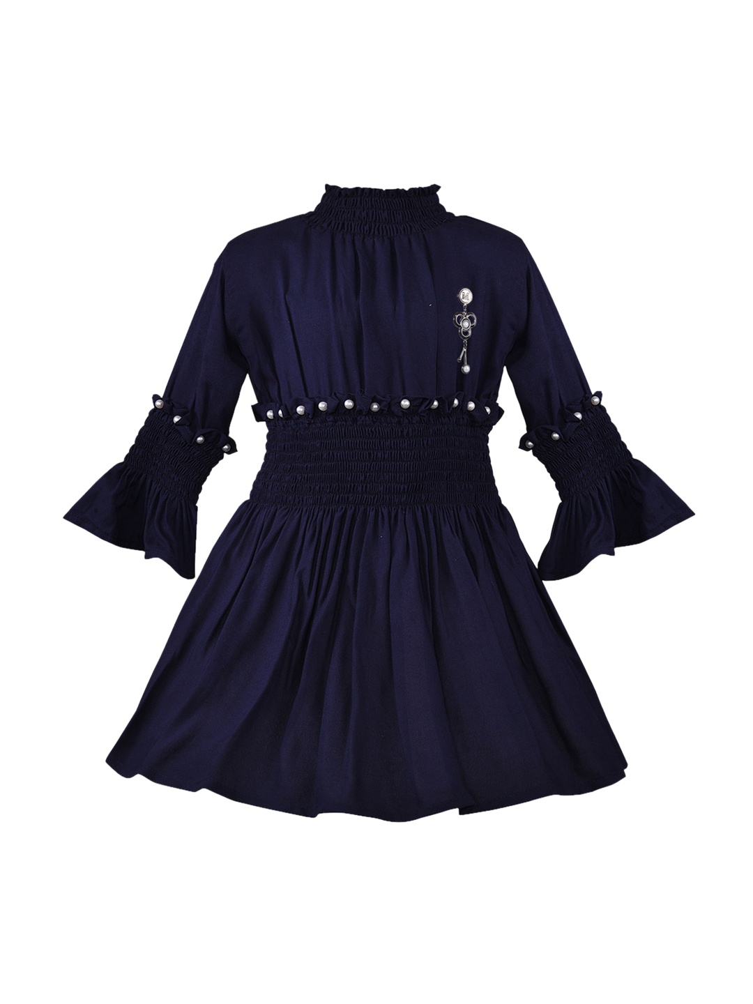 

Wish Karo Girls Navy Blue Solid Fit and Flare Dress