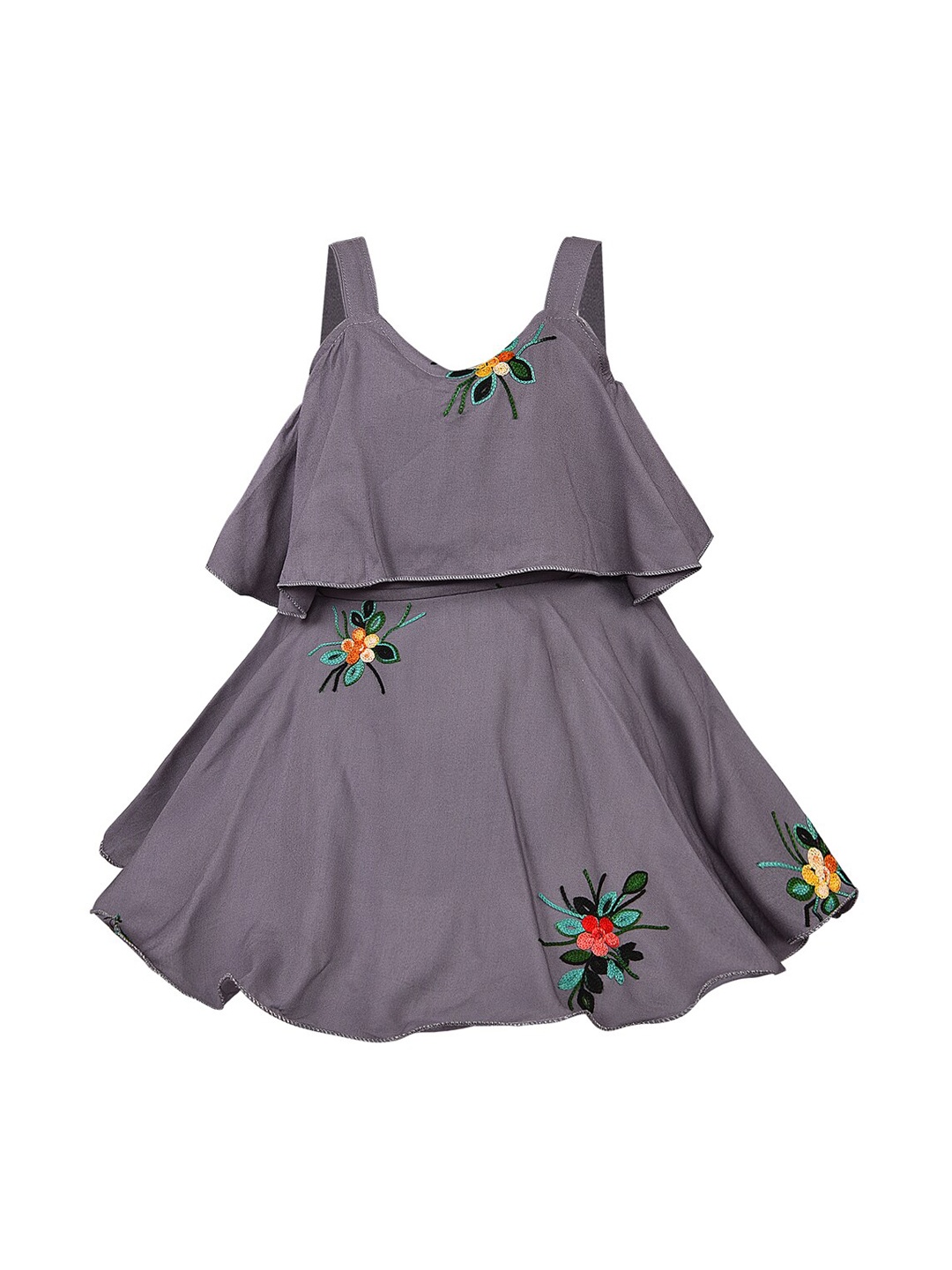 

Wish Karo Girls Grey Solid A-Line Dress