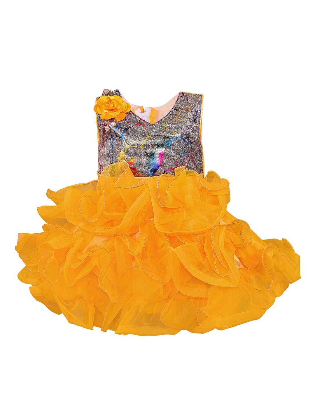 

Wish Karo Girls Orange Solid Fit and Flare Dress