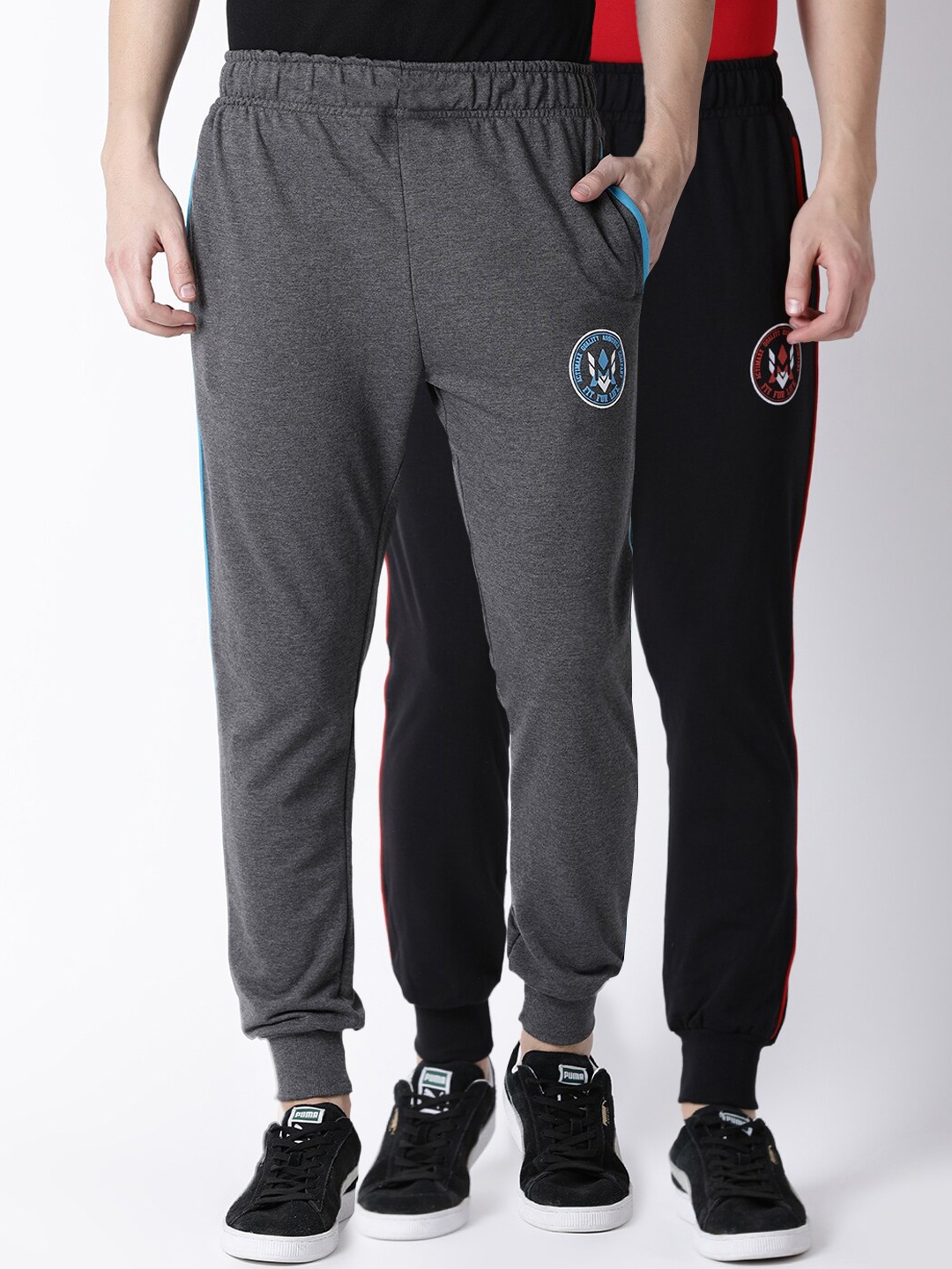 

ACTIMAXX Men Pack Of 2 Solid Slim-Fit Joggers, Grey