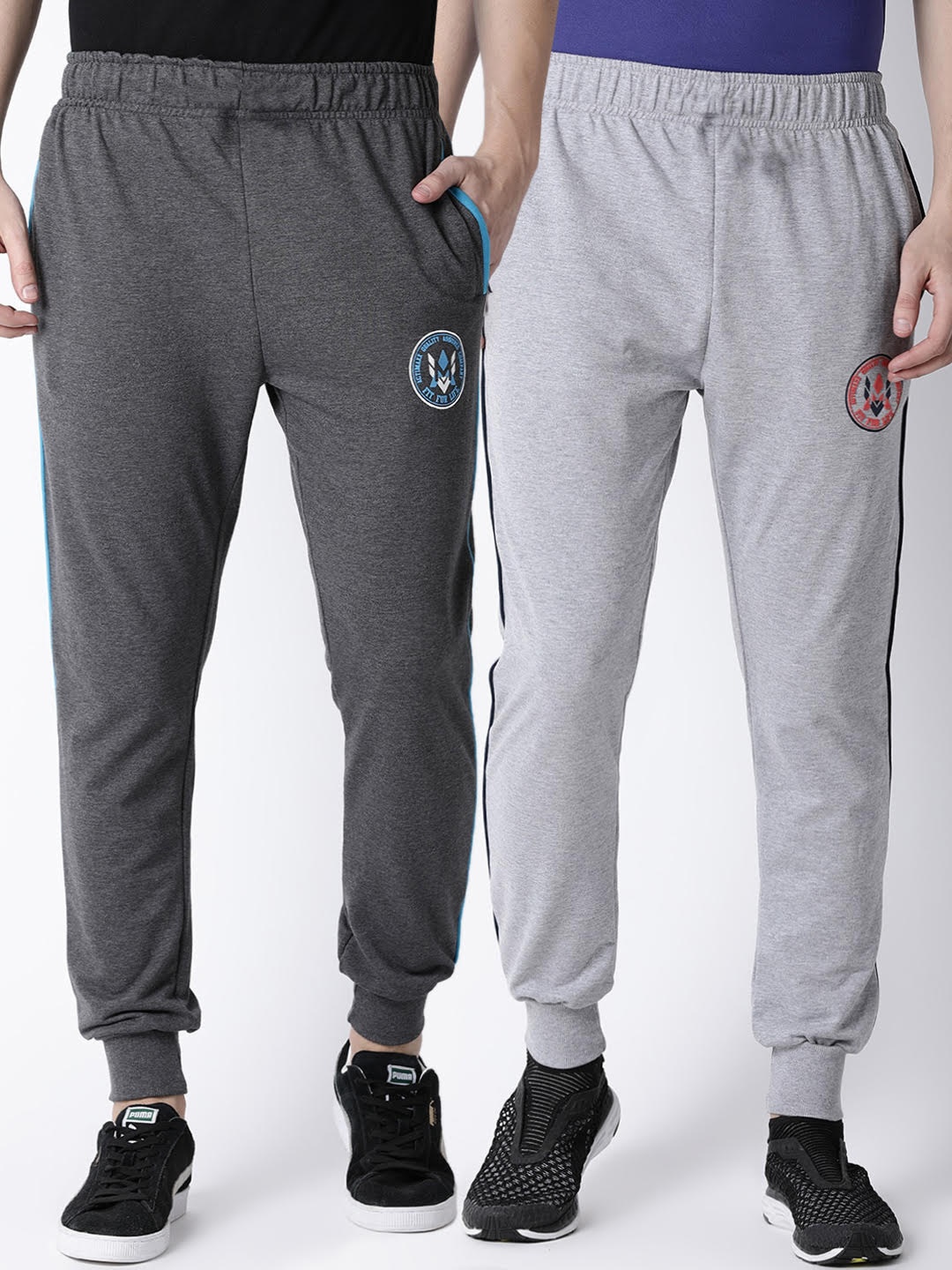 

ACTIMAXX Men Pack Of 2 Solid Slim-Fit Joggers, Grey melange