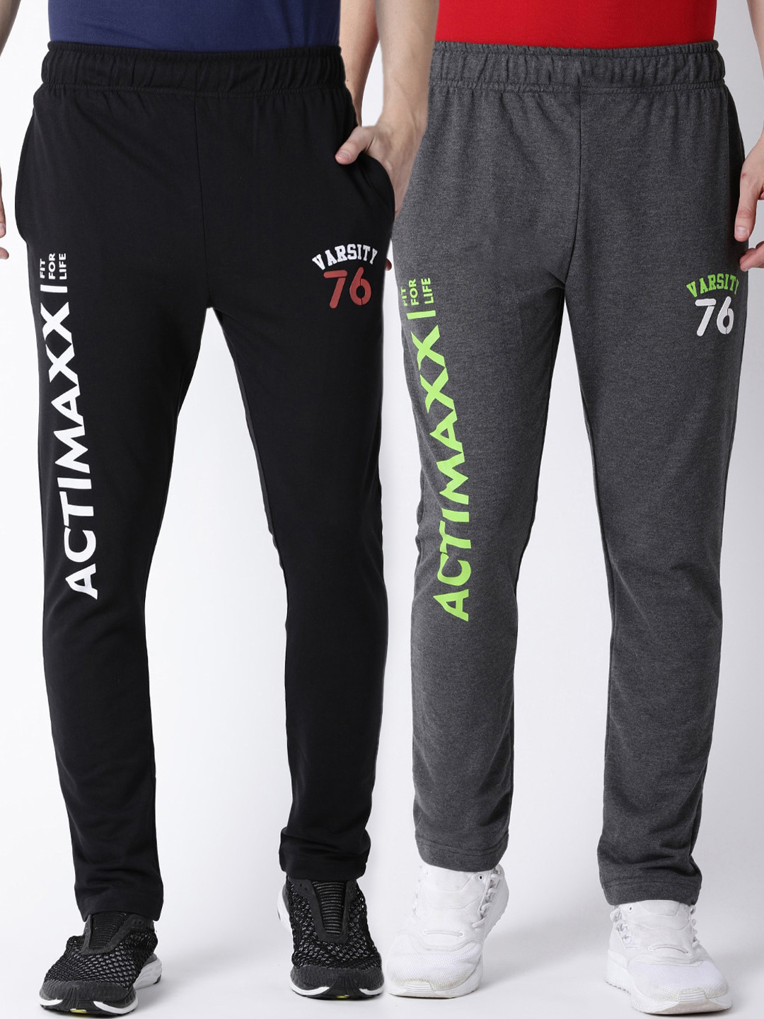 

ACTIMAXX Men Pack Of 2 Solid Tapered-Fit Track Pants, Grey