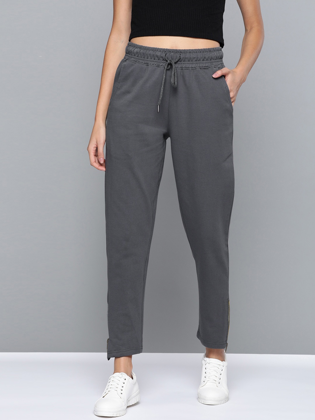 

Harvard Women Charcoal Grey Solid Track Pants