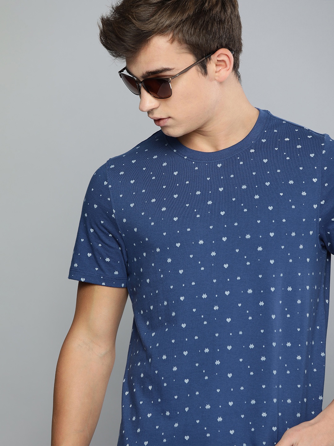 

Harvard Men Blue Printed Round Neck T-shirt