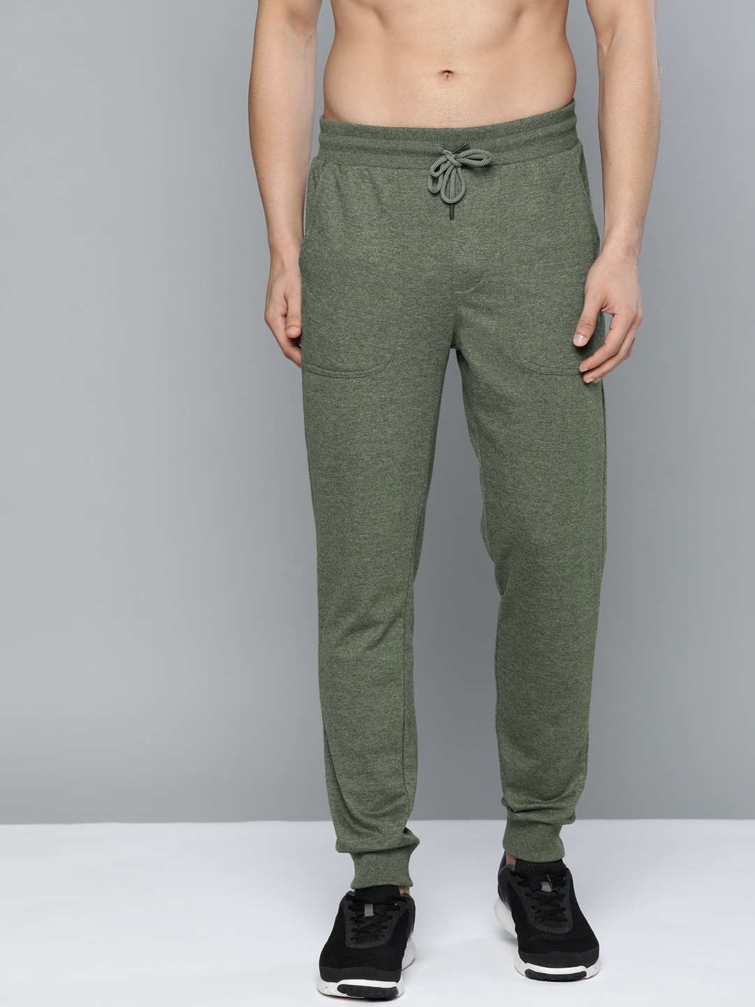 

Harvard Men Olive Green Solid Joggers