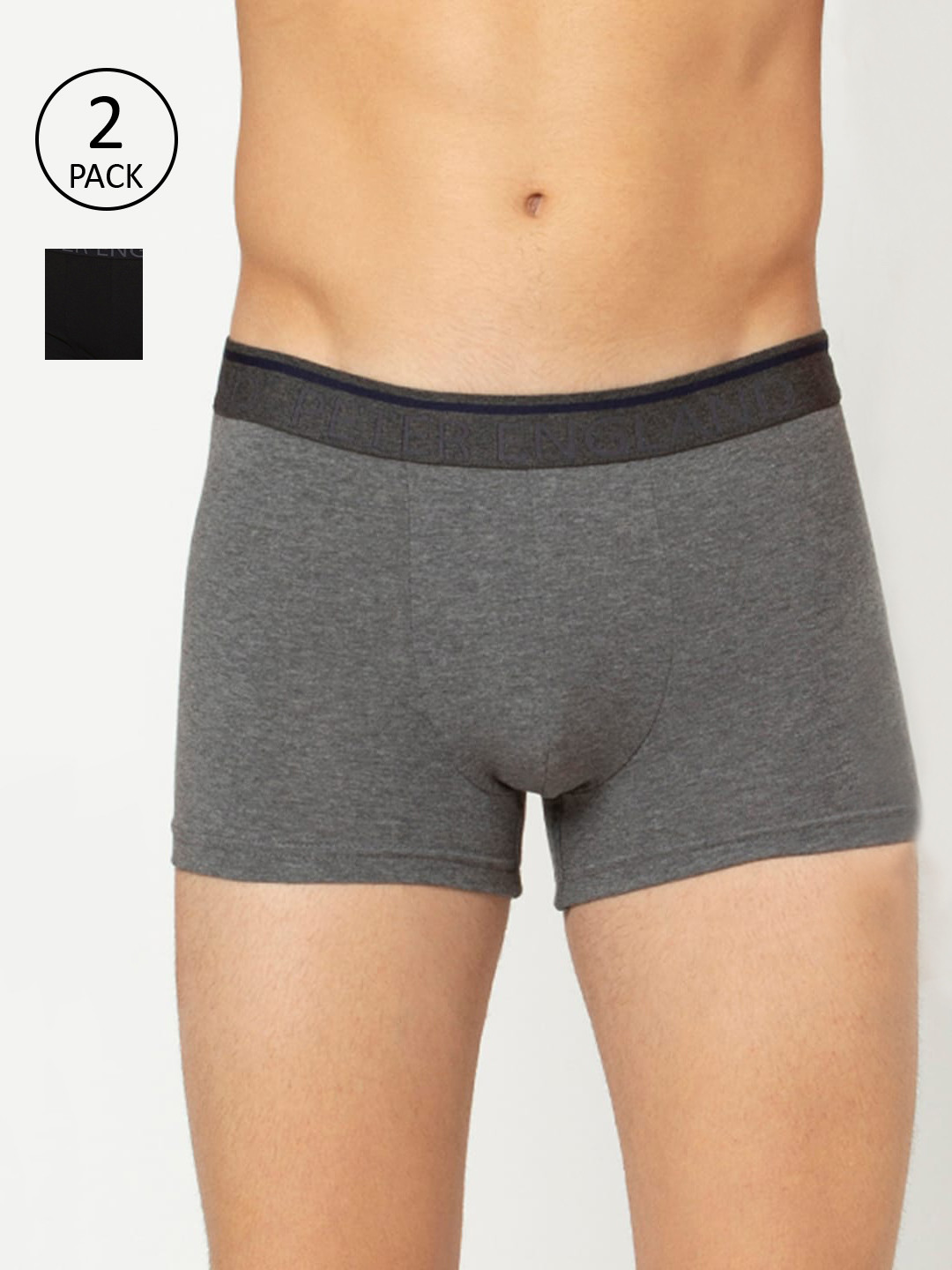 

Peter England Men Pack Of 2 Solid Trunks PIWTGMBK9156010, Grey