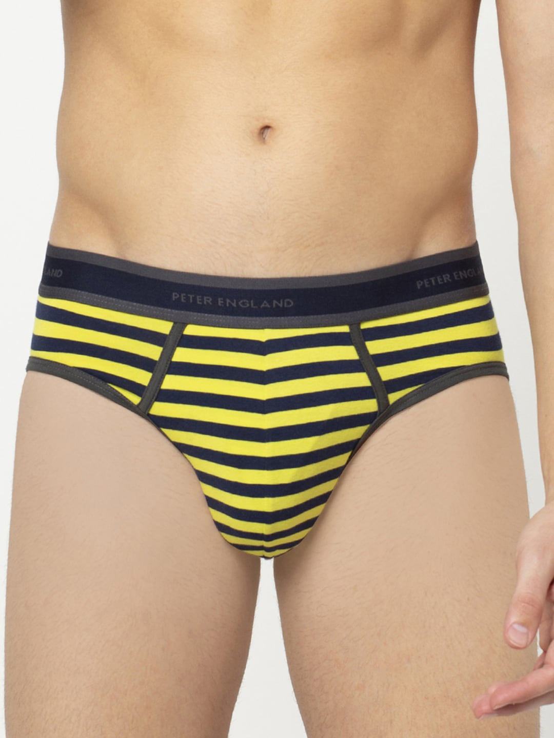 

Peter England Men Yellow & Blue Striped Basic Briefs PIWBYL9146017