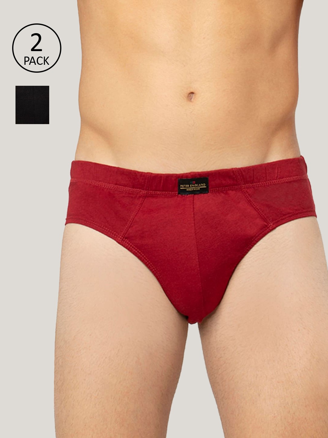 

Peter England Men Pack Of 2 Solid Basic Briefs PIWBRDBK9146024, Red