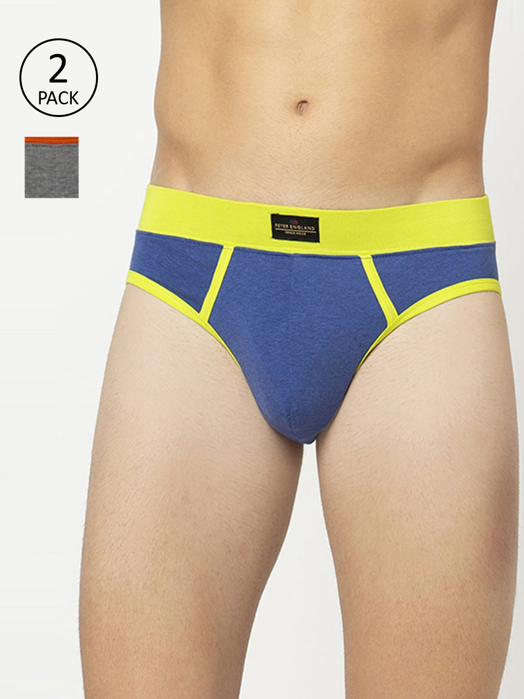 

Peter England Men Pack Of 2 Solid Basic Briefs PIWBGMNY9146011, Grey