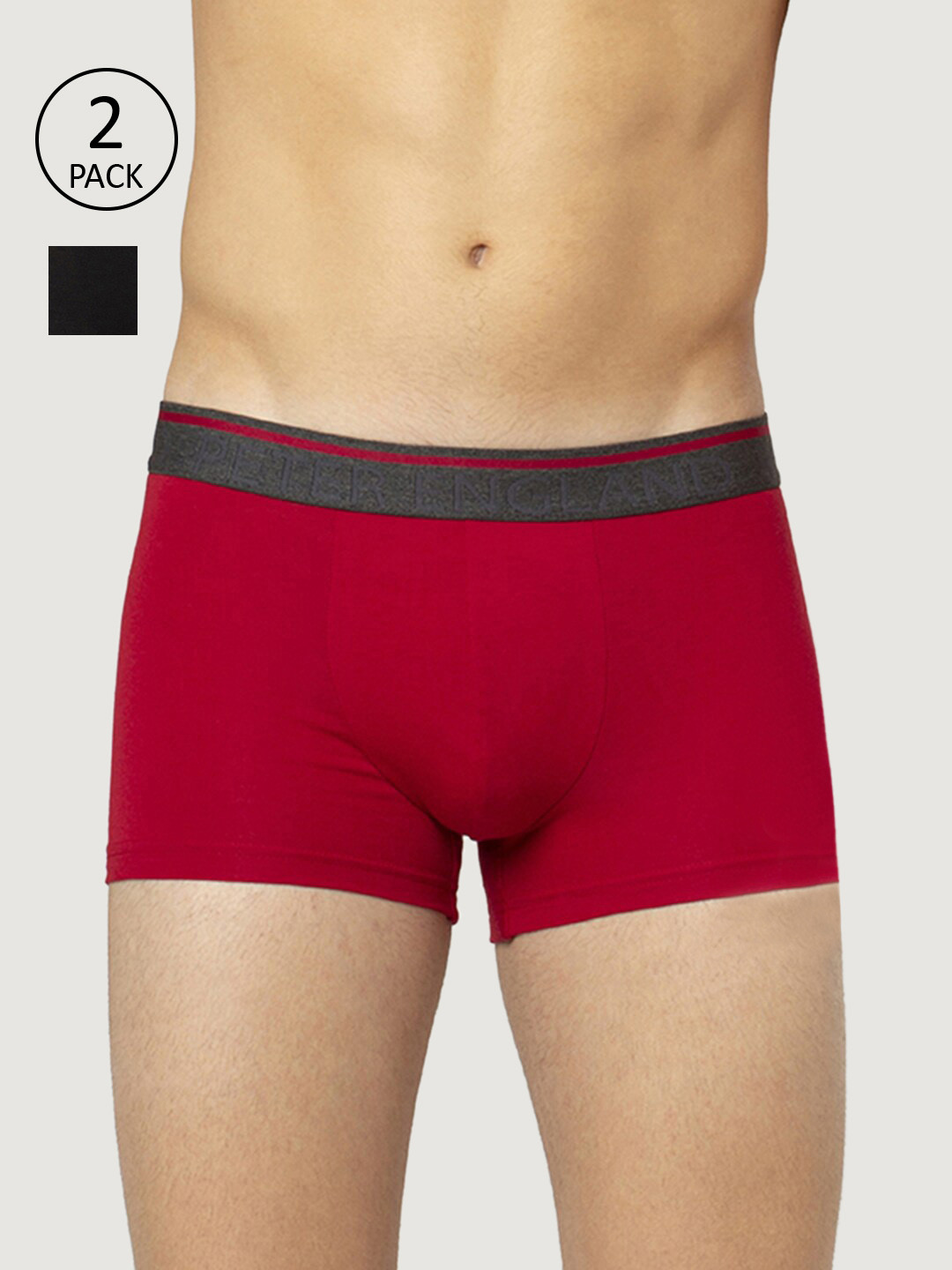 

Peter England Men Pack Of 2 Solid Trunks PIWTBKRD9156011, Red