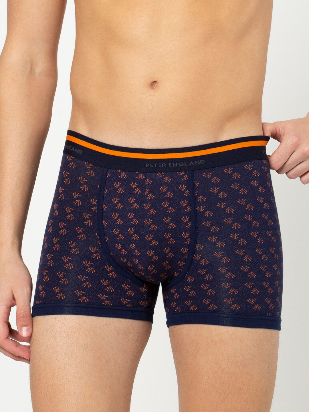 

Peter England Men Navy Blue & Orange Printed Trunks PIWTNY9156033