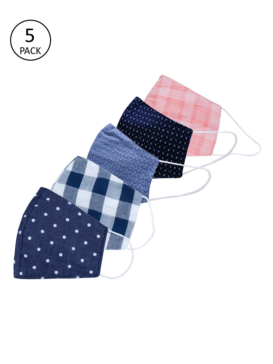 

Be Indi Unisex 5 Pcs Assorted 2-Ply Reusable Anti-Pollution Cloth Masks