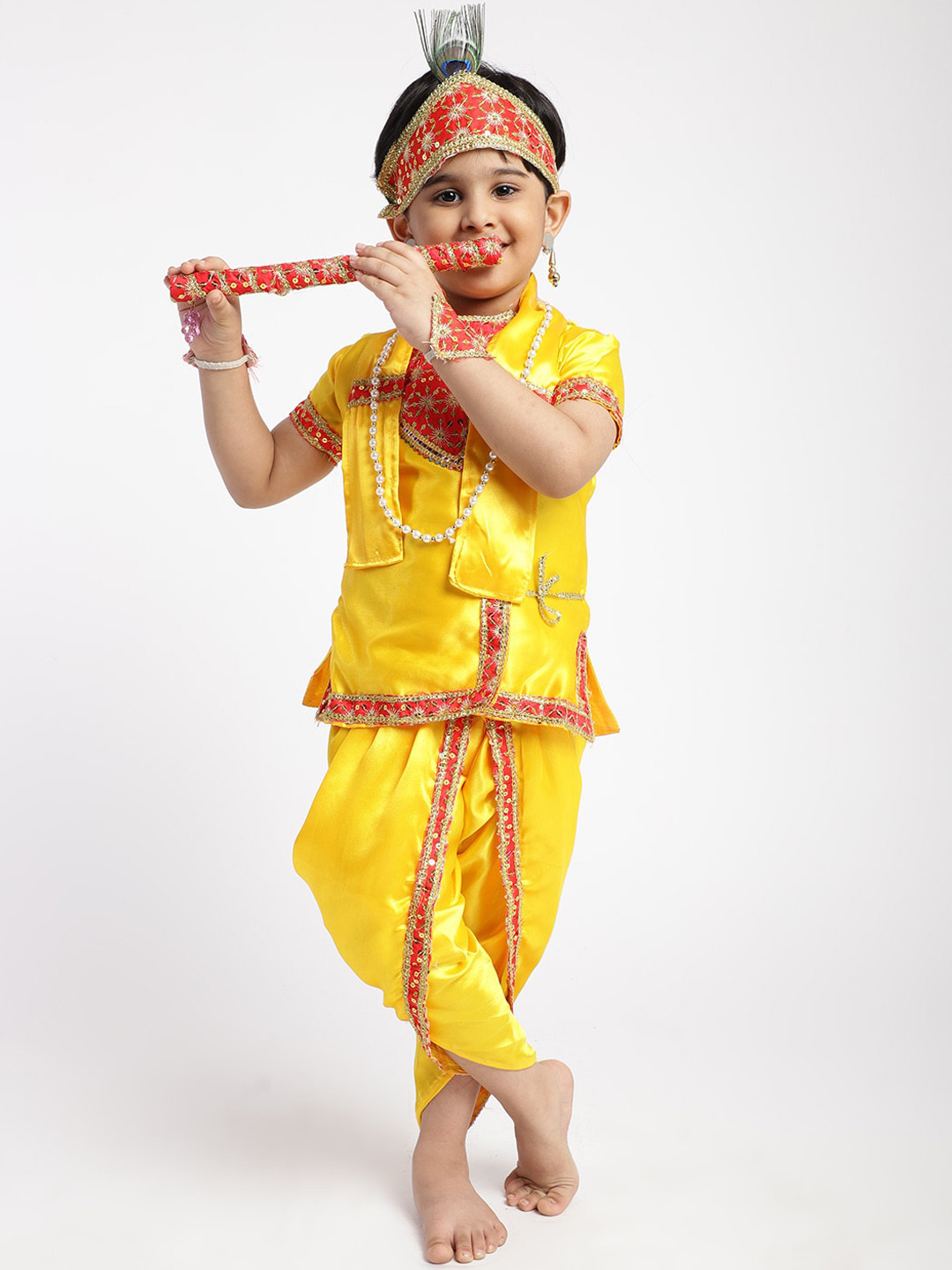 

ahhaaaa Boys Yellow & Red Embroidered Costume