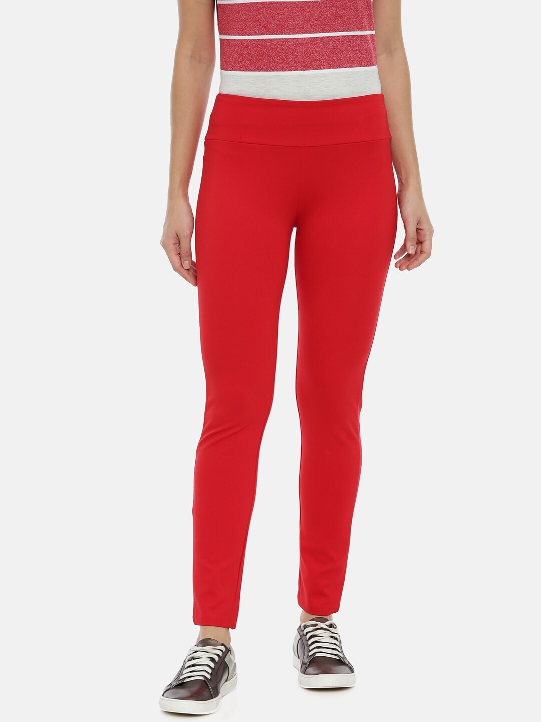 

GOLDSTROMS Women Red Slim Fit Solid Treggings