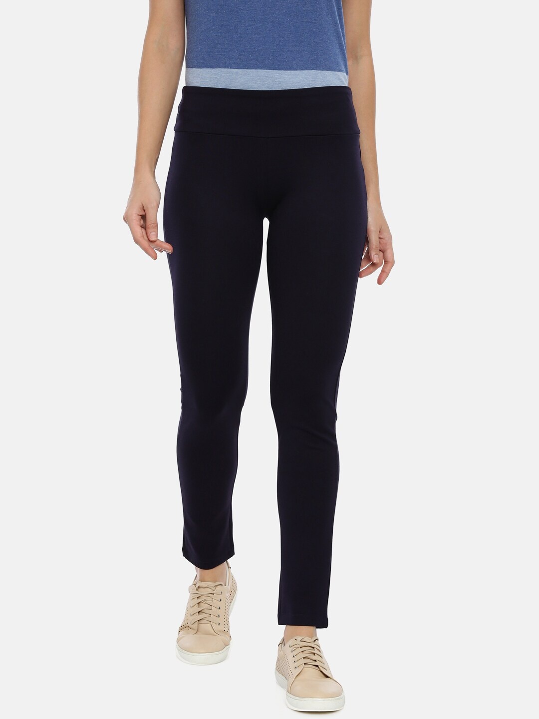 

GOLDSTROMS Women Navy Blue Slim Fit Solid Treggings