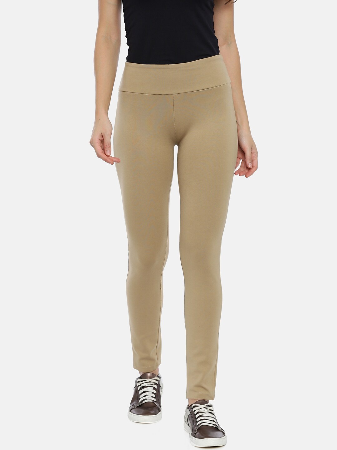 

GOLDSTROMS Women Beige Solid Slim Fit Treggings