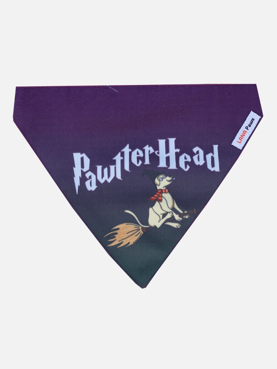 LANA PAWS Purple Pawter Head Printed Dog Bandana Scarf