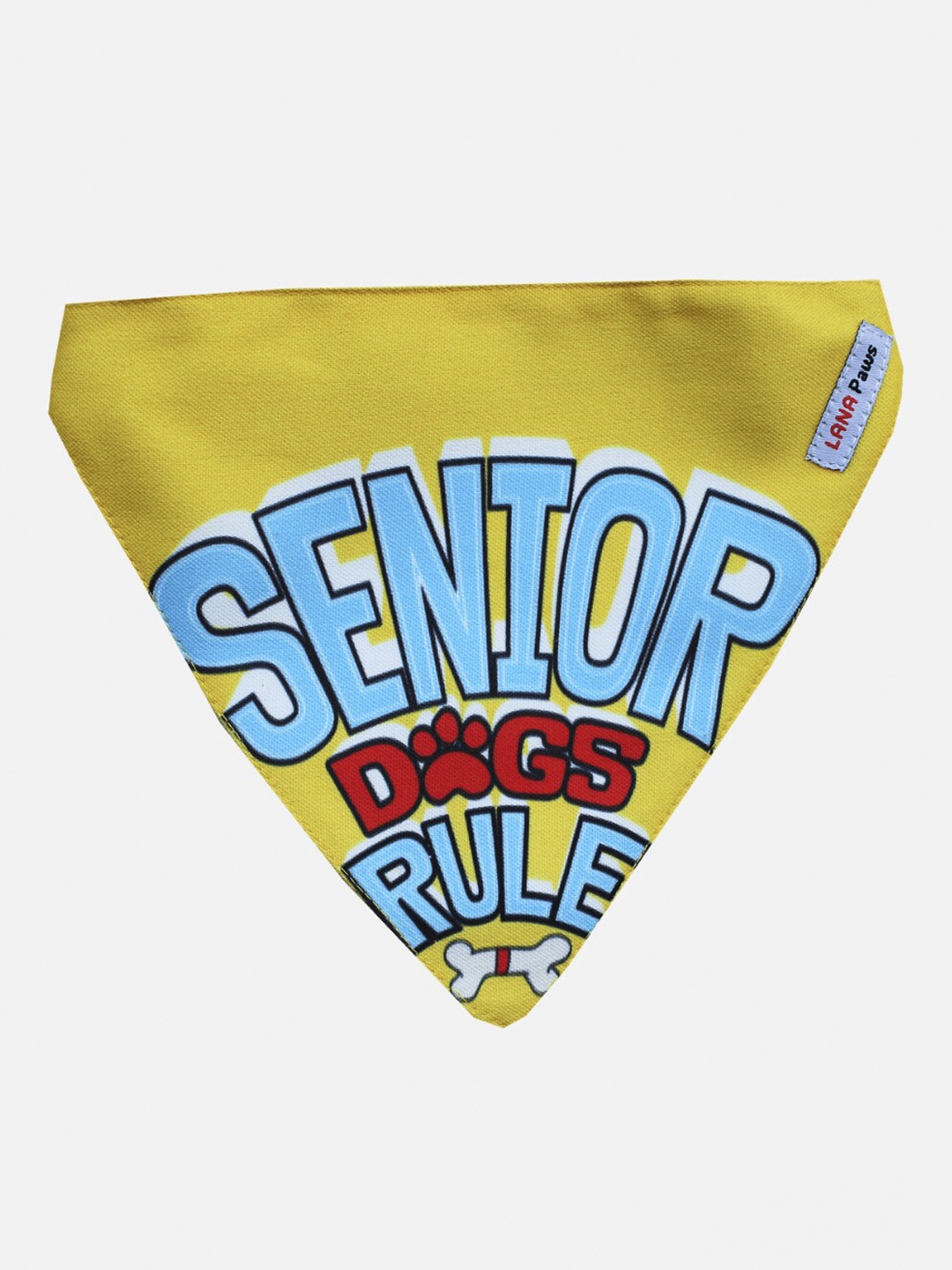 

LANA PAWS Yellow & Blue Senior Dogs Rule Printed Dog Bandana Scarf