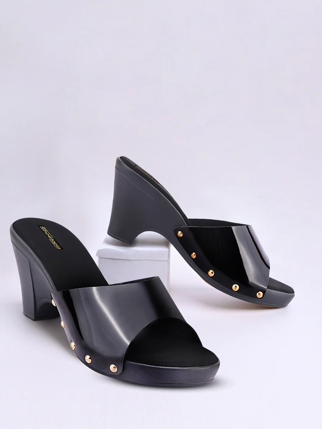 

Shoetopia Women Black Solid Block Heels