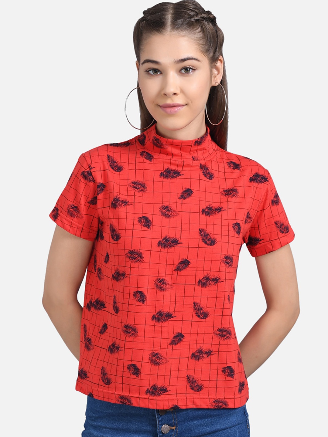 

Kotty Women Red Printed Pure Cotton Top