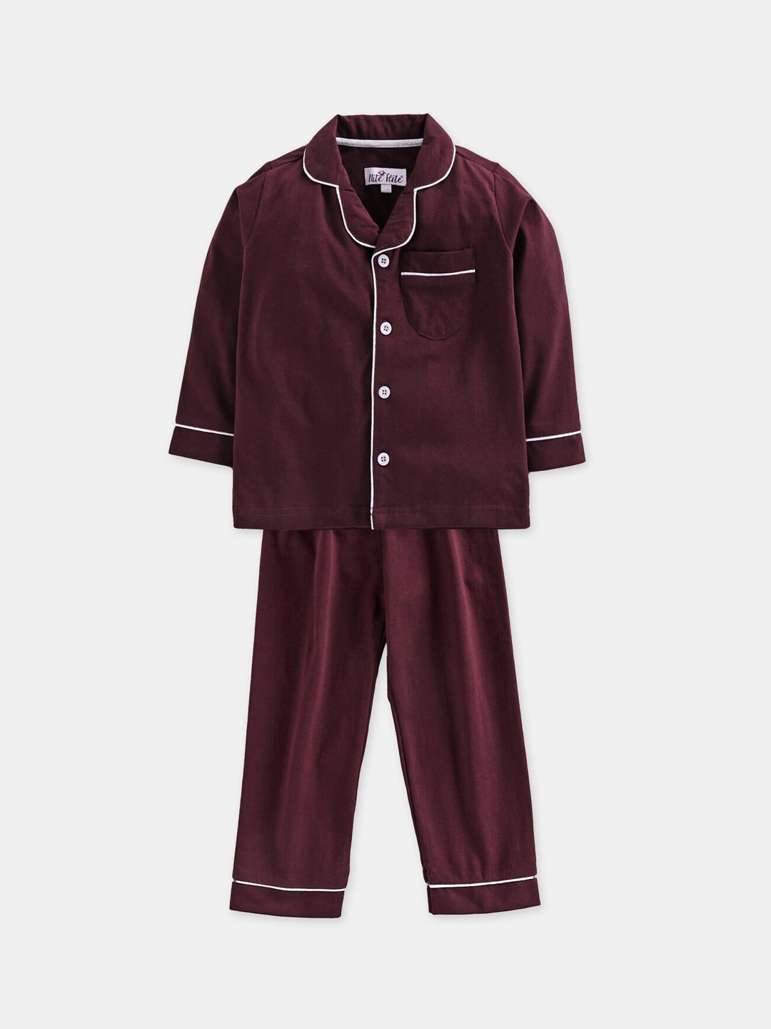 

Nite Flite Unisex Kids Maroon Solid Night suit