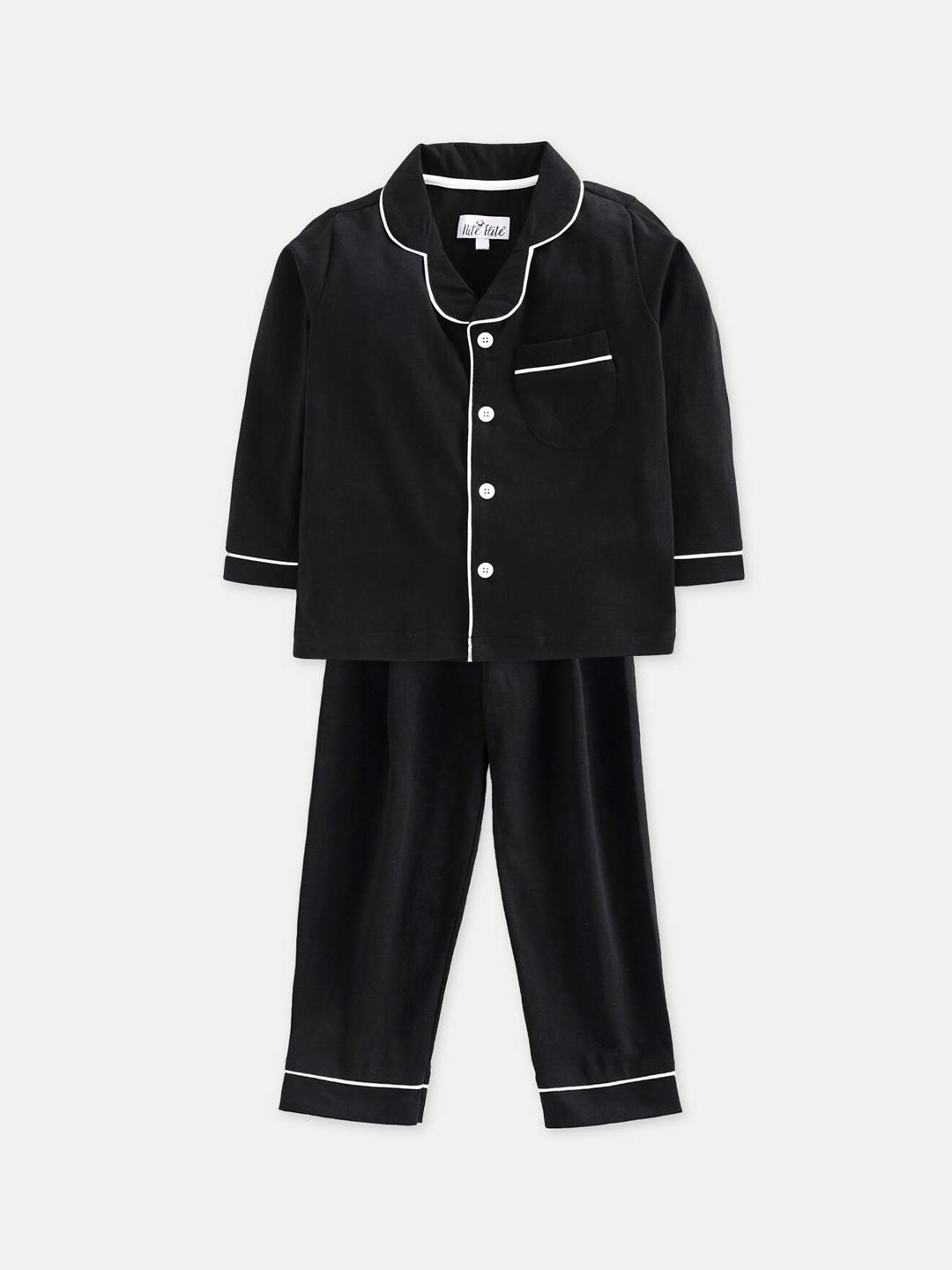 

Nite Flite Kids Black Solid Classic Night suit