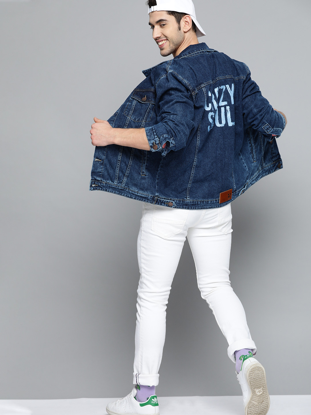 

HERE&NOW Men Blue Printed Denim Jacket