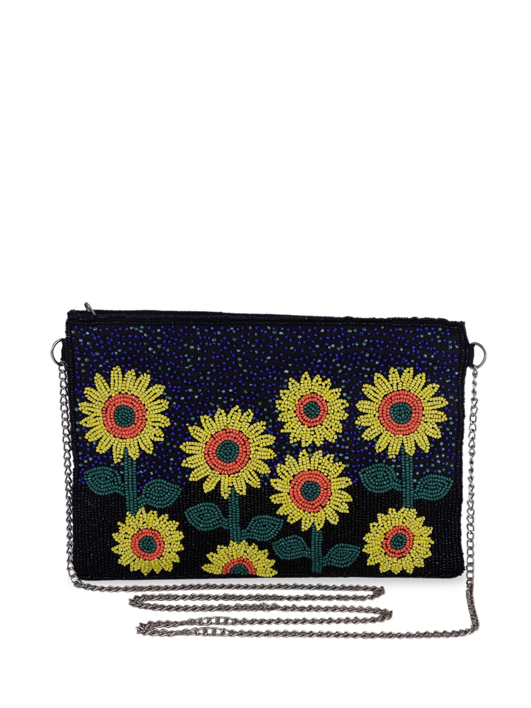 

REZZY Yellow & Black Embellished Clutch