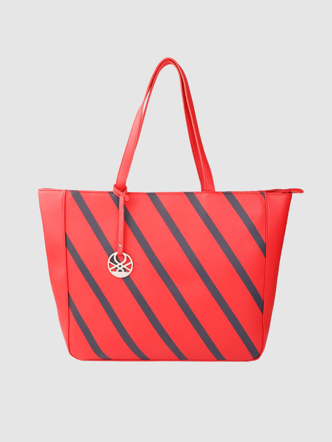 

United Colors of Benetton Women Red & Navy Blue Striped Shoulder Bag